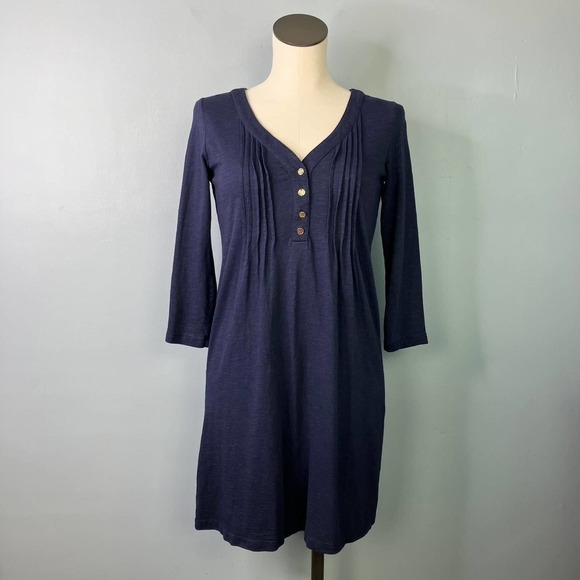 Lilly Pulitzer Amberly Pintuck T-Shirt Mini Dress in True Navy Women's Size XS - Picture 1 of 16
